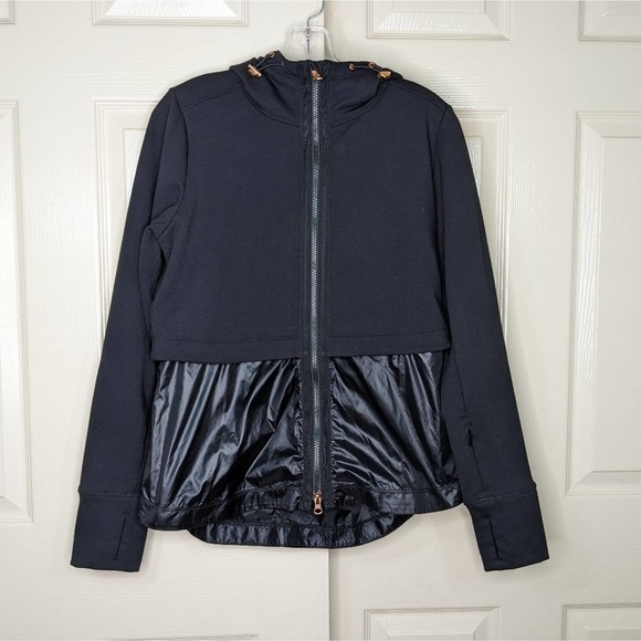 Athleta Windy Point Jacket Small Black Hoodie Full Zipper Windbreaker - Picture 3 of 15